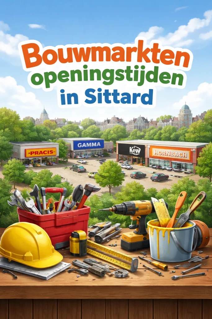 Een sfeervolle illustratie van een bouwmarkt met gereedschap en doe-het-zelfmaterialen in Sittard.