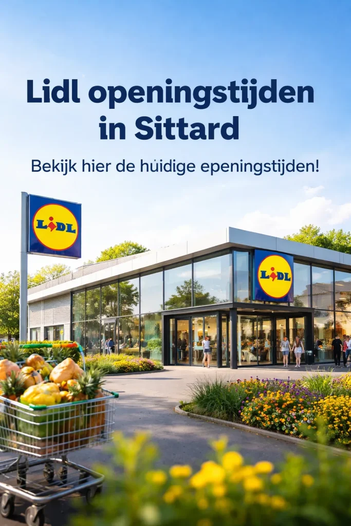 Een moderne, realistische afbeelding van een Lidl-supermarkt in Sittard, zonder tekst in beeld.