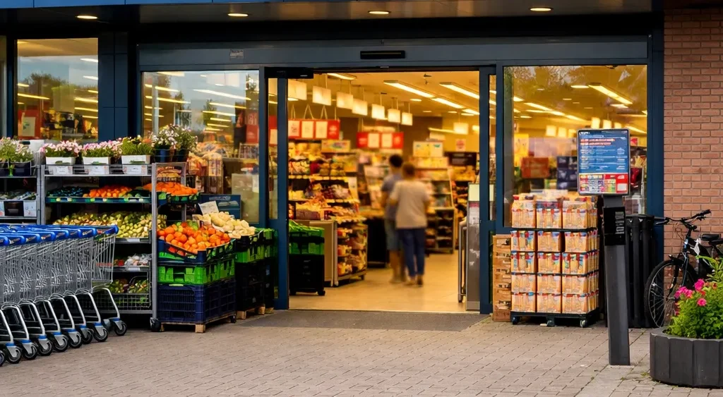 Buitenaanzicht van een Aldi-supermarkt in Sittard overdag.