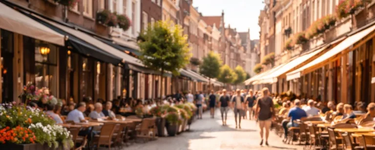 Realistische straatfoto van het centrum in Sittard, met historische gebouwen en een levendige sfeer.